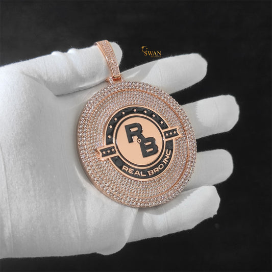 Luxury Hip Hop Rose Gold Real Bro Inc Medallion Pendant Custom Design Iced Out with VVS Moissanite Diamonds Necklace for Men swandiamondd