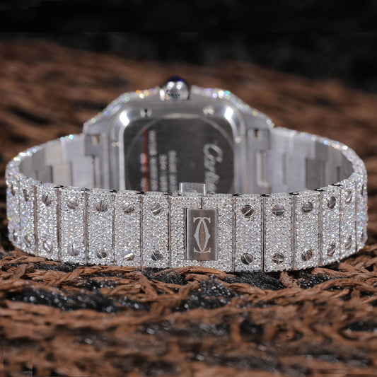 Full Silver Roman Dial Iced Out Watch VVS Moissanite Custom Men’s Luxury Timepiece Classic Hip Hop Designer Style SwanDiamond