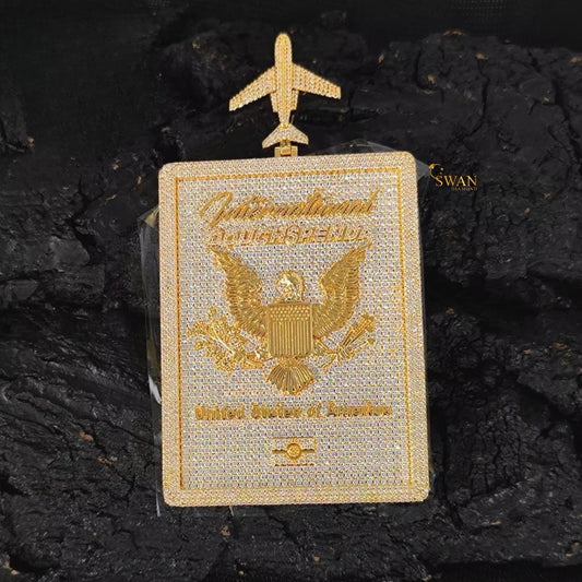 Luxury Hip Hop Necklace Custom Gold Rectangle Pendant Fully Iced Out with VVS Moissanite Diamonds  for Men Urban Streetwear Jewelry swandiamond