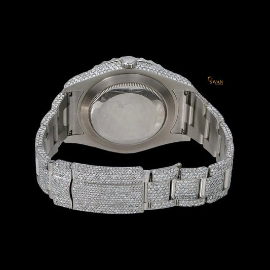 Mens Iced Out Diamond Watch Datejust Style Rainbow Markers Fully Paved Bracelet Luxury Silver Custom Jewelry SwanDiamond