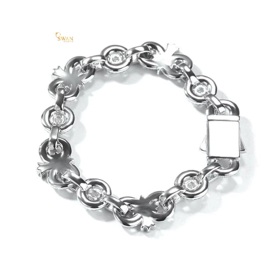 Luxury Diamond Circle Link Bracelet Iced Out Gold and Silver Statement Jewelry for Men and Women swandiamond