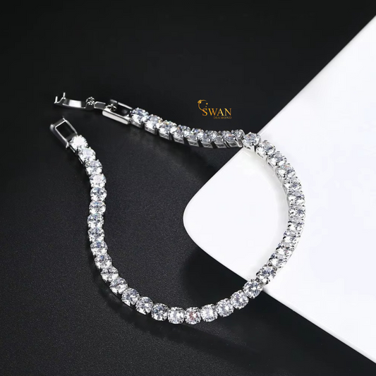 Classic Round Cut Diamond Tennis Bracelet in White Gold Elegant Sparkling Natural Diamond Jewelry Timeless Luxury Gift for Her swandiamond