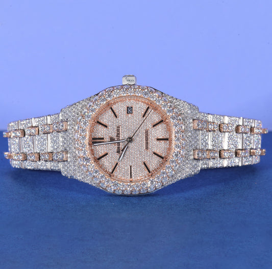 Rose Gold Iced Out Watch VVS1 Moissanite Custom Luxury Timepiece for Men Silver and Gold Hip Hop Designer Wristwatch SwanDiamond