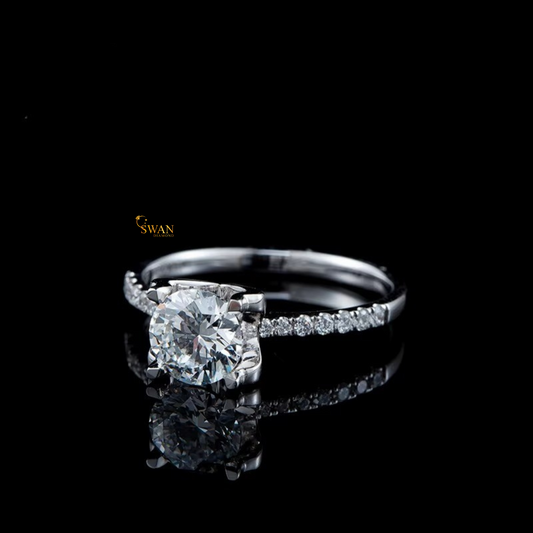 925 Silver Cushion Cut Diamond Engagement Ring with Pavé Band Elegant Classic Solitaire Bridal Jewelry Gift for Her swandiamond