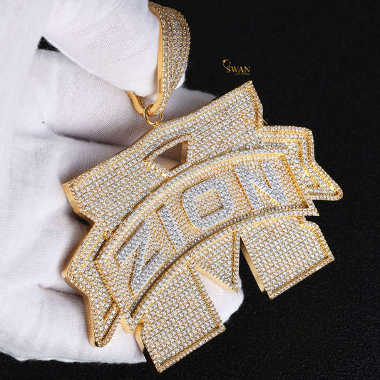 Custom Iced Out Hip Hop Zion Pendant with VVS Moissanite Diamonds Luxury Gold and Silver Medallion Necklace Urban Streetwear Jewelry for Men swandiamond