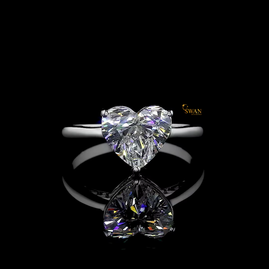 925 Silver Heart Diamond Engagement Ring White Gold Plated Solitaire Modern Romantic Style Bridal Jewelry Gift for Her swandiamond