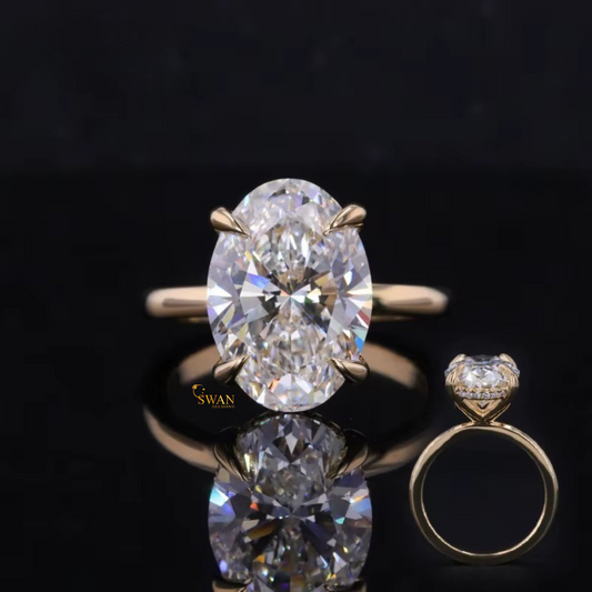 Oval Cut Solitaire 925 Silver Diamond Engagement Ring in Classic Four Prong Setting Elegant Bridal Jewelry Gift for Her swandiamond