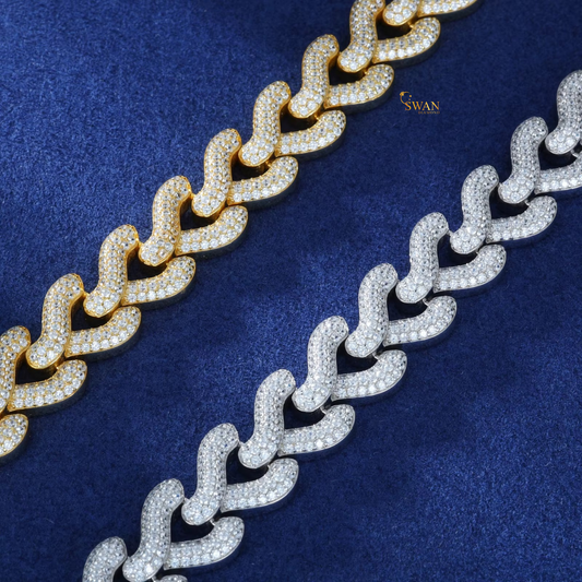 Diamond Cuban Bracelet Iced Out Link Jewelry in Yellow Gold and Silver with Sparkling Natural Diamonds swandiamond