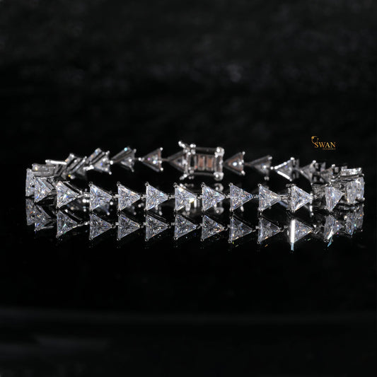 Luxury Luxury Trillion Cut Diamond Tennis Bracelet in Silver with Sparkling Natural Stones Elegant Statement Jewelry for Men and Women Diamond Tennis Bracelet in Silver with Sparkling Natural Stones Elegant Statement Jewelry for Men and Women swandiamond