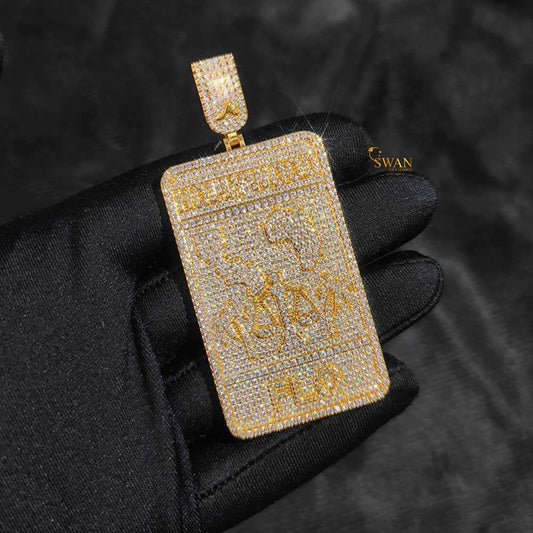 Hip Hop Custom Gold Rectangle Pendant Fully Iced Out with VVS Moissanite Diamonds Luxury  Necklace for Men Urban Streetwear Jewelry swandiamond