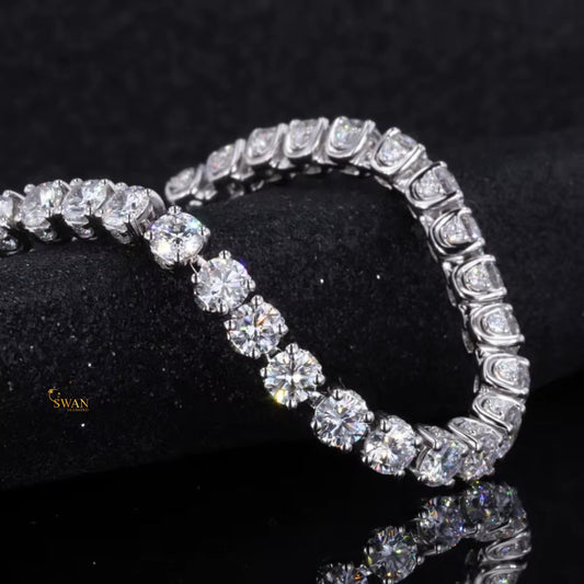 Timeless White Gold Diamond Tennis Bracelet with Brilliant Round Cut Natural Diamonds Luxury Sparkling Jewelry Elegant Gift for Her swandiamond