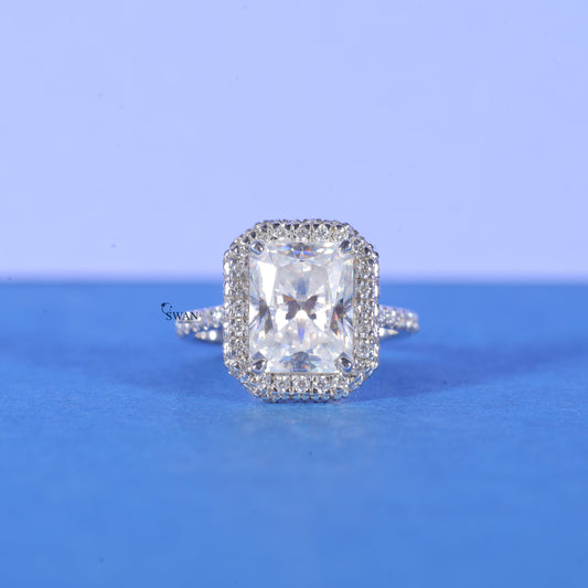 4CT Radiant Cut Lab Grown Diamond D/VVS1 Halo Engagement Ring