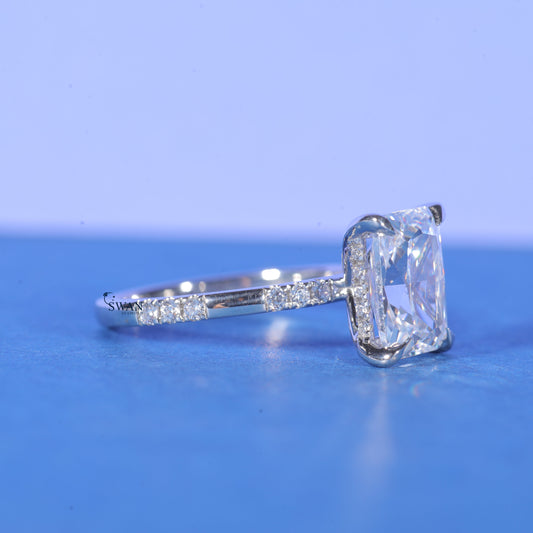 3CT Radiant Cut Lab Grown Diamond Solitaire Ring For Women Engagement