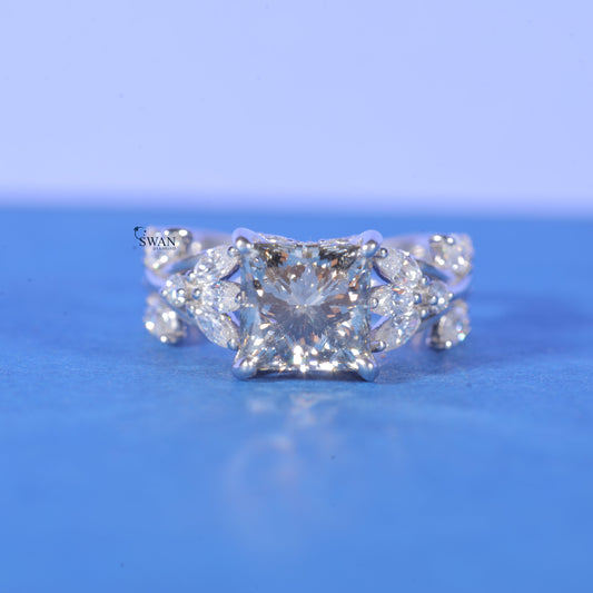 1.5 CT Princess Cut Lab Grown Diamond Engagement Rings For Women