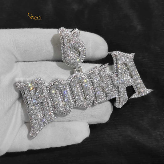 Custom Hip Hop Money Pendant Fully Iced Out in Silver with VVS Moissanite Diamonds Luxury Necklace for Men Women Streetwear