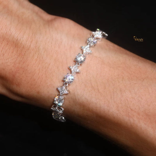 Brilliant Princess and Round Cut Diamond Tennis Bracelet in White Gold Sparkling Natural Diamond Jewelry Elegant Timeless Gift for Her swandiamond