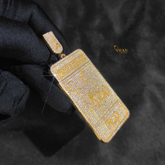 Hip Hop Custom Gold Rectangle Pendant Fully Iced Out with VVS Moissanite Diamonds Luxury  Necklace for Men Urban Streetwear Jewelry swandiamond