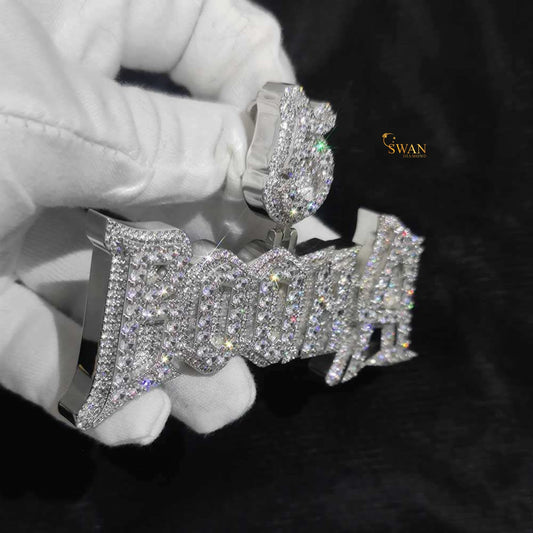 Custom Hip Hop Money Pendant Fully Iced Out in Silver with VVS Moissanite Diamonds Luxury Necklace for Men Women Streetwear