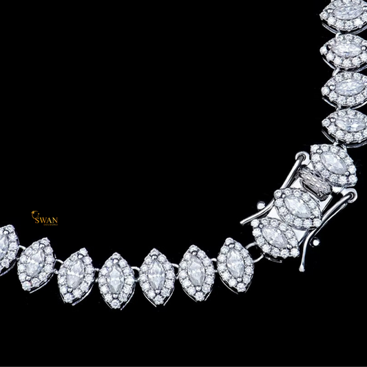 Marquise Cut Natural Diamond Tennis Necklace in White Gold Diamond Choker Elegant Statement Necklace Luxury Fine Jewelry Gift for Men and Women swandiamond