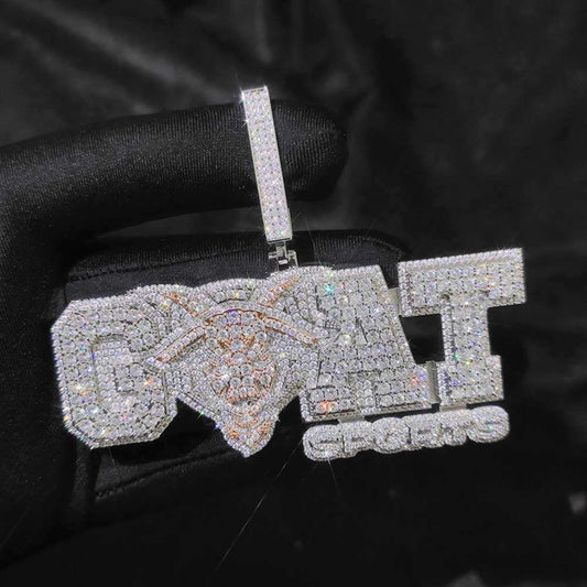 Custom Horse Logo Pendant Fully Iced Out in Silver with VVS Moissanite Diamonds Luxury Hip Hop Jewelry Statement Necklace for Men swandiamond