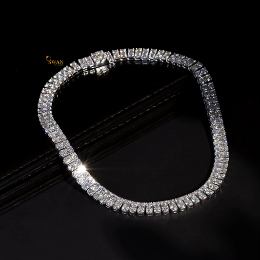Classic Single Row Natural Diamond Tennis Necklace in White Gold Sparkling Prong Set Luxury Statement Jewelry Gift swandiamond
