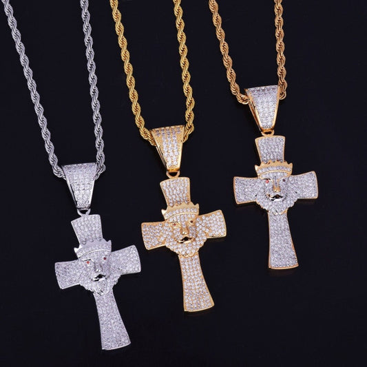 Trendy New Arrivals  Crown Cross Pendant  with Fancy Cut Moissanite Diamond