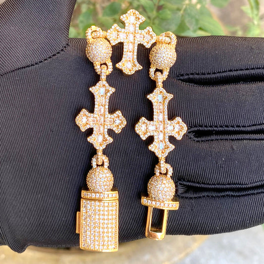 Super Heavy BIG Chain 18k Gold Necklace Bracelet Cuban Hip Hop Rock Bracelets In Moissanite 925 Silver