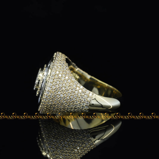 Mens Rings In Hip Hop Style Iced Out With Round And Baguette Cut Lab Grown Diamonds And 925 Sterling Silver In VVS Clarity