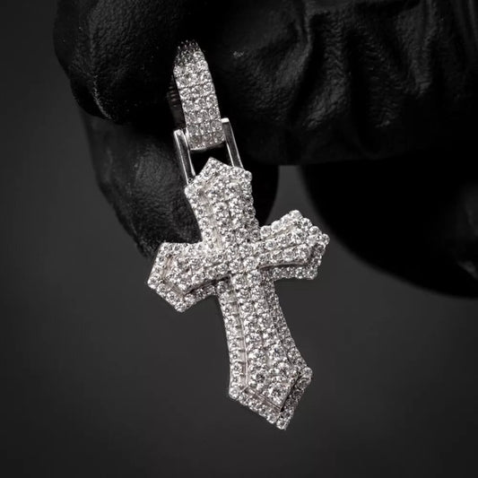 Cross Jesus Silver Moissanite Pendant Simple Modern Delicate For Men Women