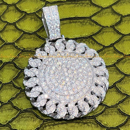 Mosaic Sunflower Pendant Necklace in 925 Sterling Silver with Moissanite diamond