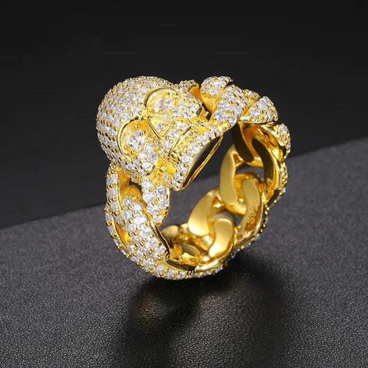 Luxury Hiphop Fully Iced Out Lab Grown Diamond Ring Fashion Mens Real Diamond Hip Hop 14K Solid Gold Rings
