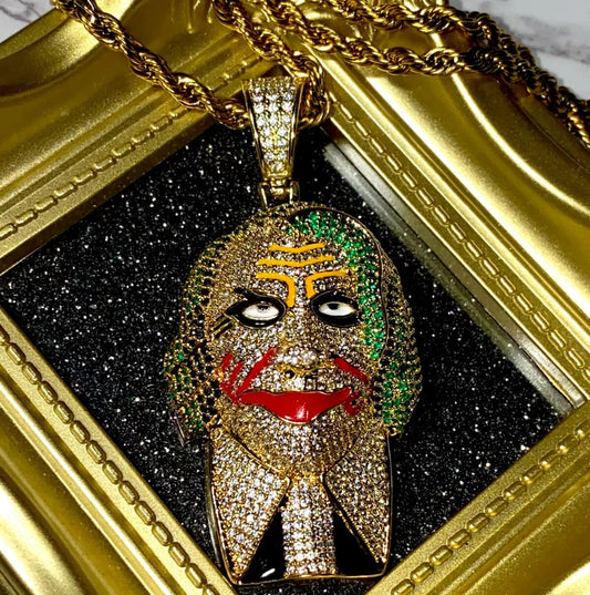 925 Sterling Silver Joker Moissanite Pendant Necklace Gold Plating Clown Joker Design Jewelry Accessories