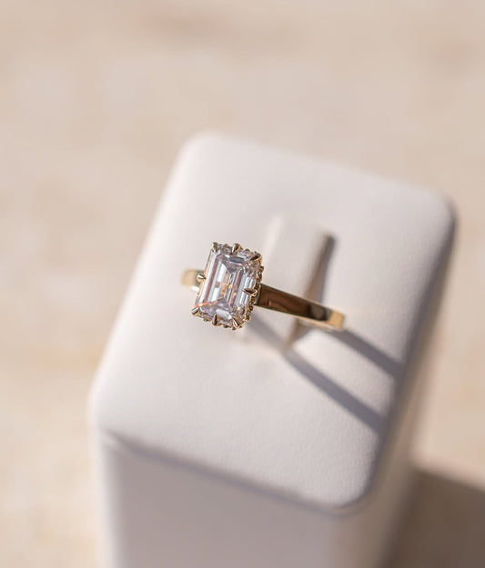 2Ct Emerald Cut Moissanite Diamond Rings For Women