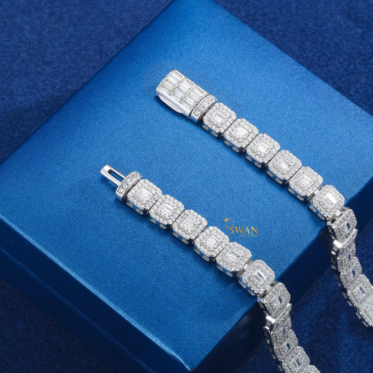 Luxury Emerald and Baguette Cut Diamond Tennis Bracelet in White Gold Sparkling Natural Diamond Jewelry Sophisticated Gift for Her swandiamond