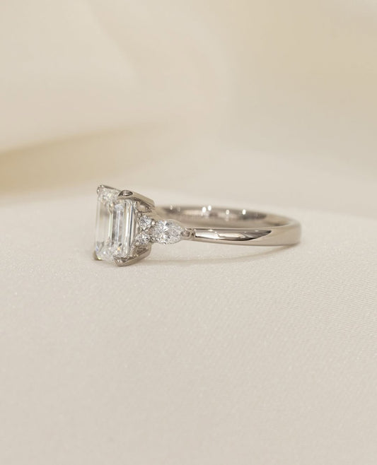 2Ct Emerald Cut Cluster Set Engagement Rings For Women