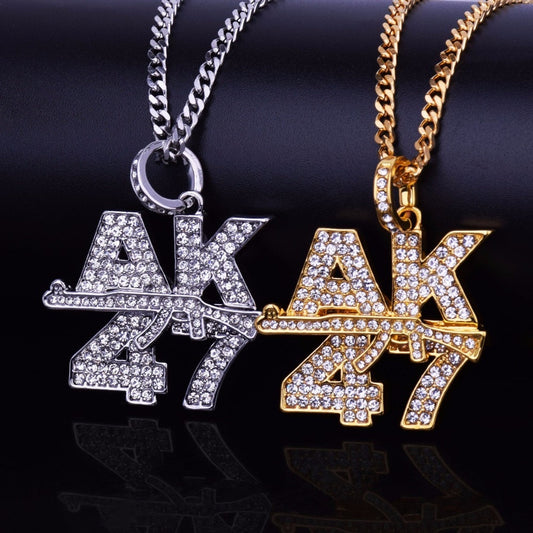AK47 Gun Logo Letter Pendant  VVS Moissanite Diamond Hip Hop Pendant by swandiamond