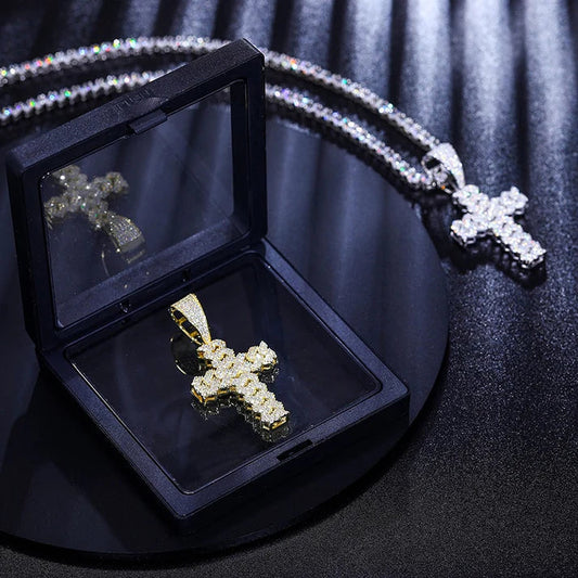925 Sterling Silver Jesus Cross Hip Hop Moissnaite Pendant For Men and Women by swandiamond