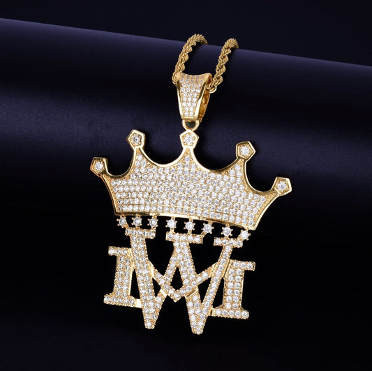 King Crown MW Moissanite Diamond Necklace Hip Hop Pendant  For Men