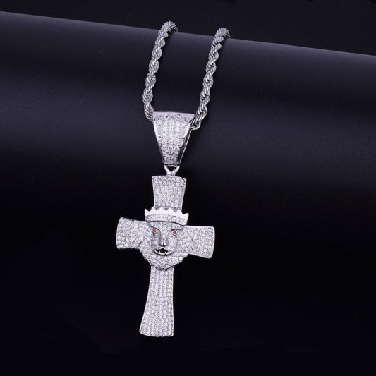 Trendy New Arrivals  Crown Cross Pendant  with Fancy Cut Moissanite Diamond