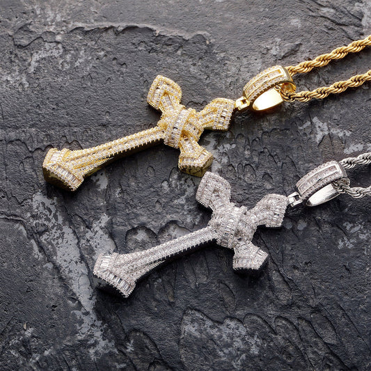 Trendy Cross Hip Hop Pendant Moissanite Cross Pendant For men and women by swadiamond